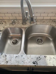 Stainless steel kitchen sink cleaned in a Lancaster County, PA home