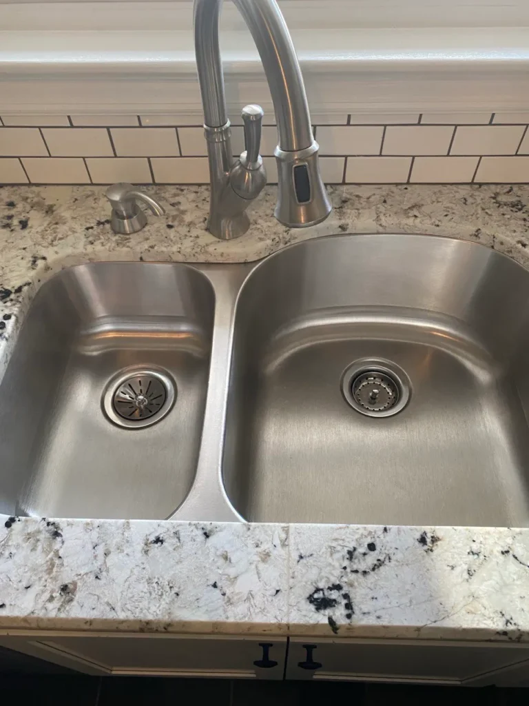 Stainless steel kitchen sink cleaned in a Lancaster County, PA home