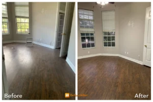 Empty room with hardwood floors before and after a move-out clean in Ephrata, PA