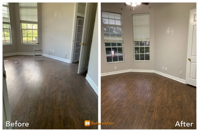 Empty room with hardwood floors before and after a move-out clean in Ephrata, PA