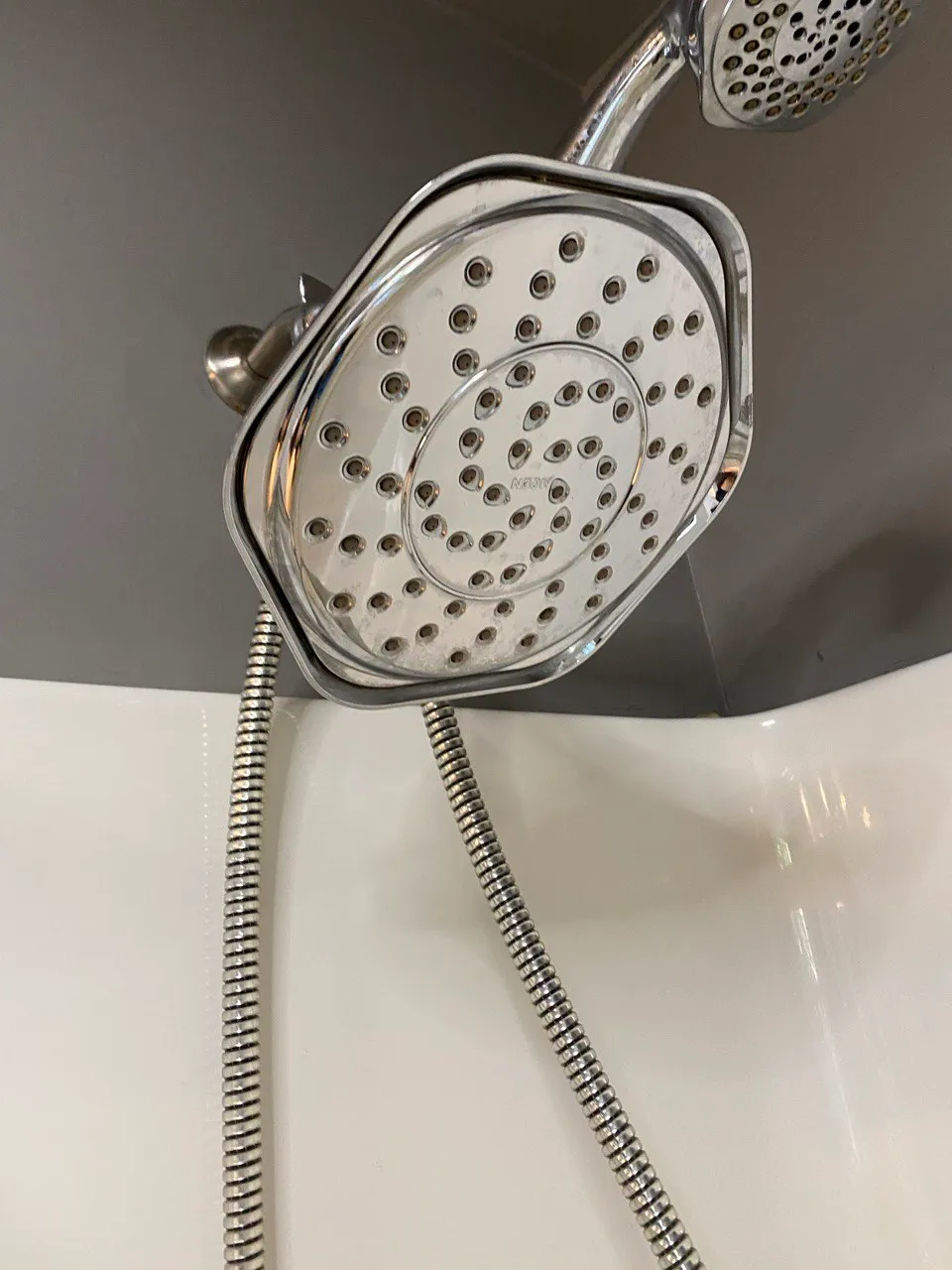 Chrome showerhead and bathtub descaled and polished in Lancaster County, PA