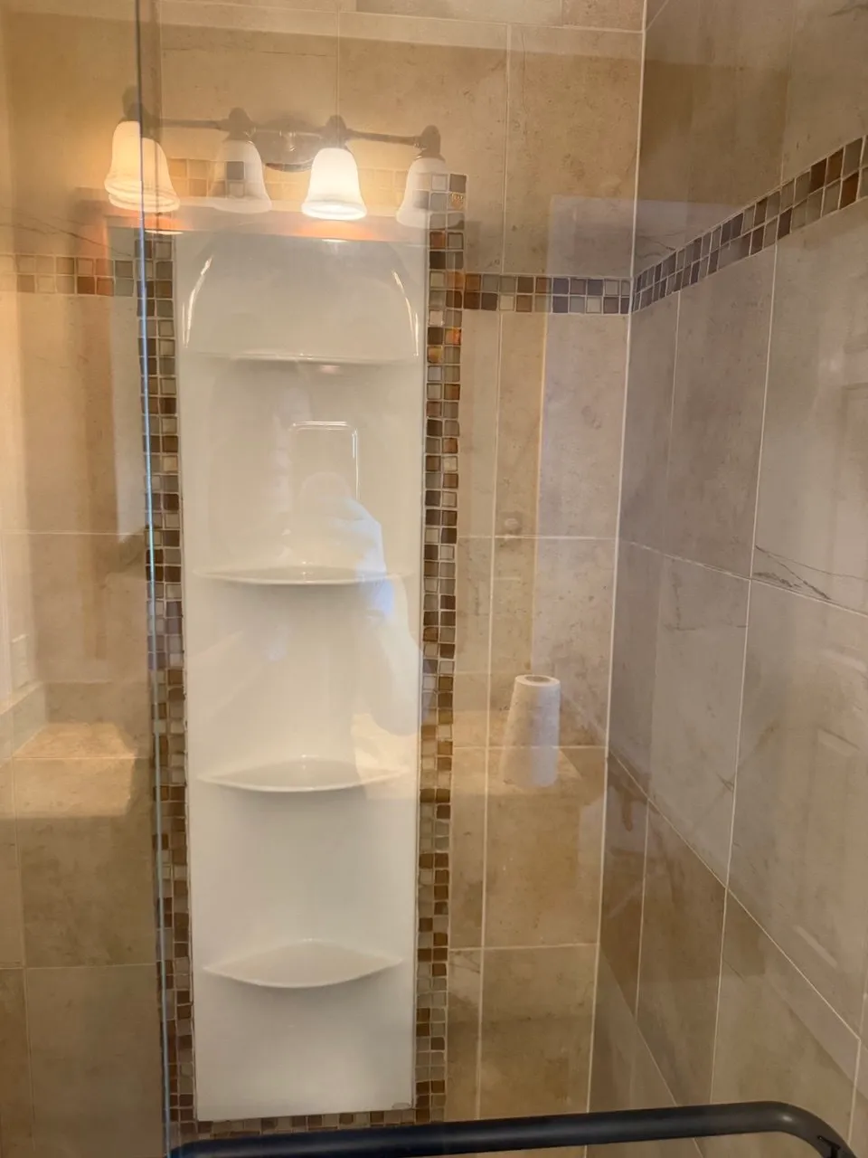 Tiled shower and glass door cleaned during a deep clean in Lancaster County, PA